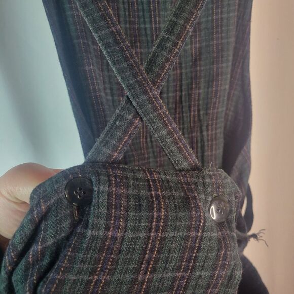 J. MATISSE Dark Green/Navy Plaid Cotton Apron Dress - Picture 10 of 15